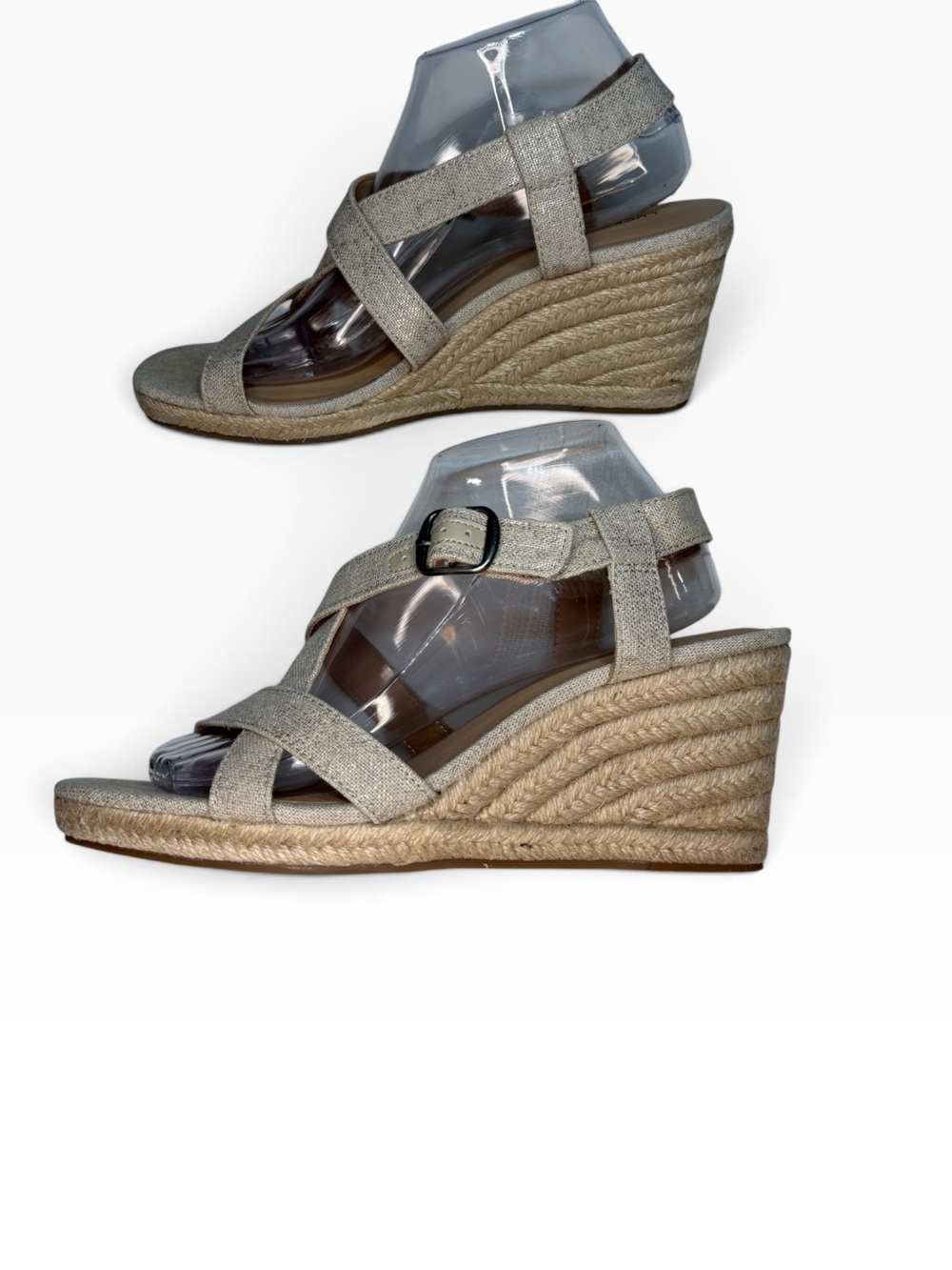 Lucky Brand Mytila Espadrille Wedge Sandals in Beige Gold Sz 10